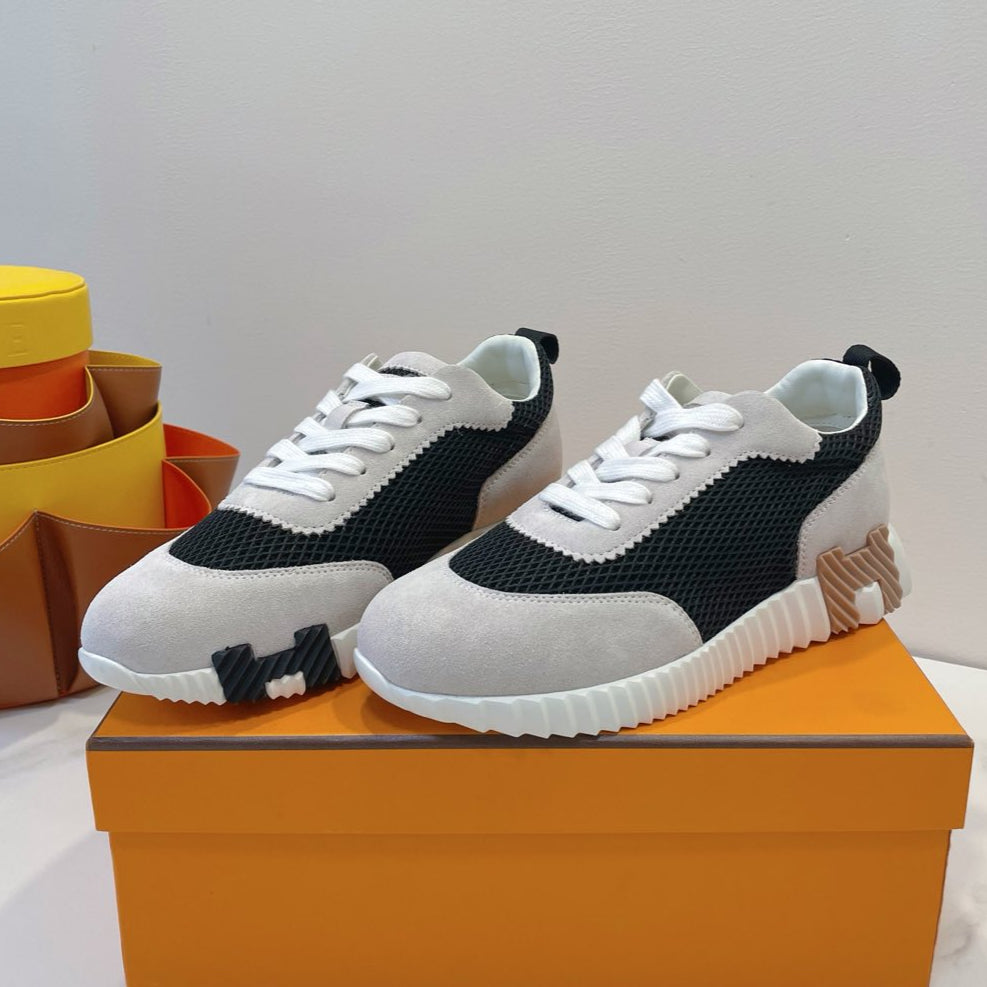 HM  Bouncing sneaker Beige Gray mix Black Fabric with Suede 212284