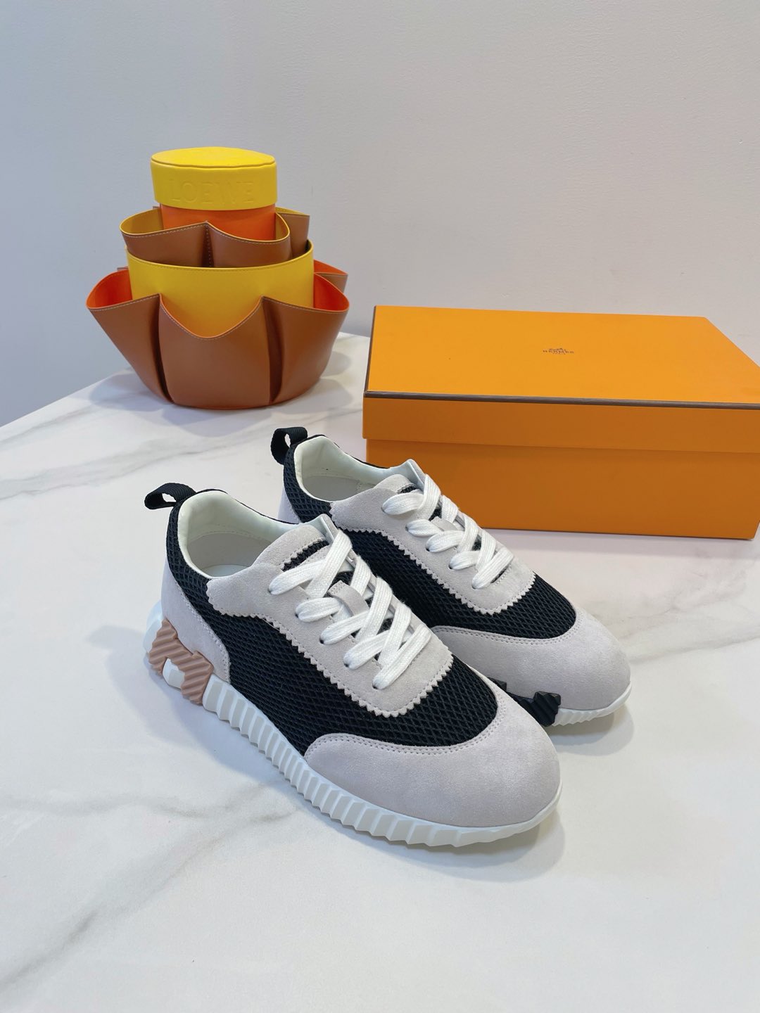 HM  Bouncing sneaker Beige Gray mix Black Fabric with Suede 212284