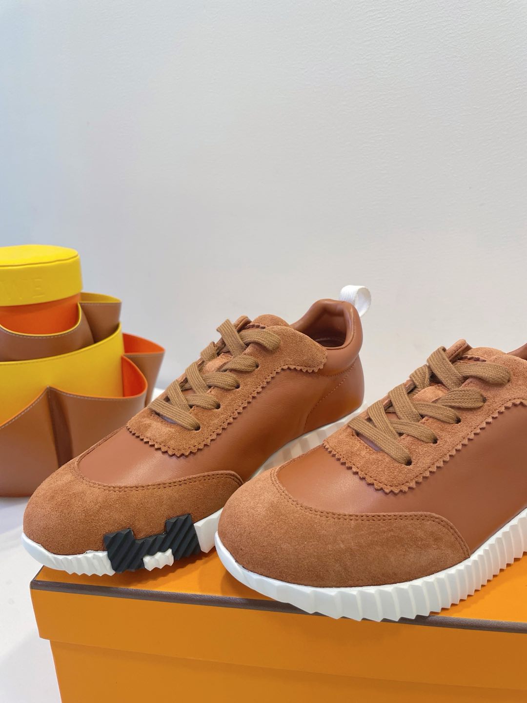 HM  Bouncing sneaker Bronze Brown Calfskin and Suede 212287
