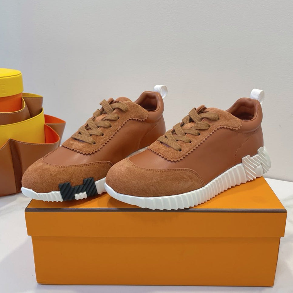 HM  Bouncing sneaker Bronze Brown Calfskin and Suede 212287
