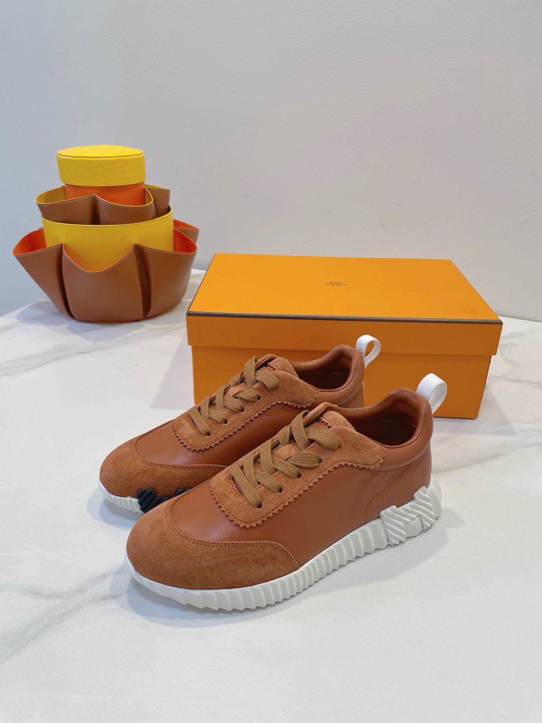 HM  Bouncing sneaker Bronze Brown Calfskin and Suede 212287