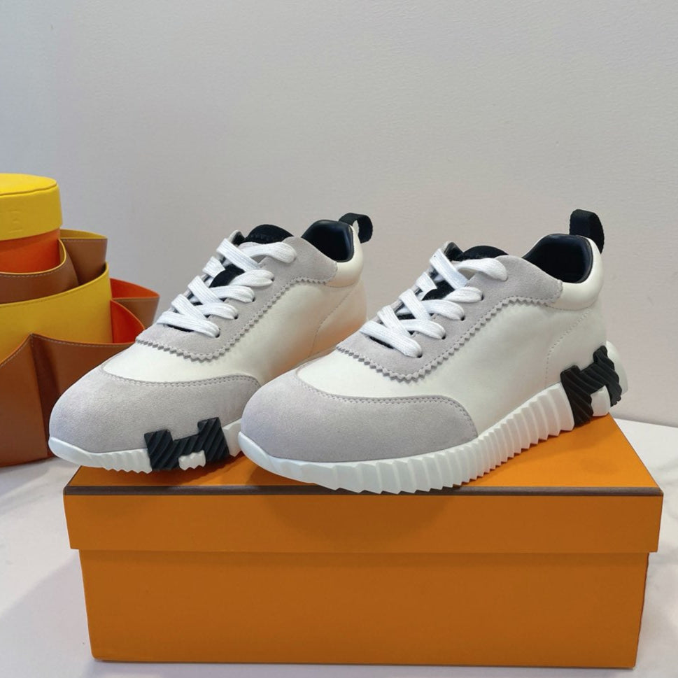 HM  Bouncing sneaker Beige Grey mix White Calfskin and Suede 212288