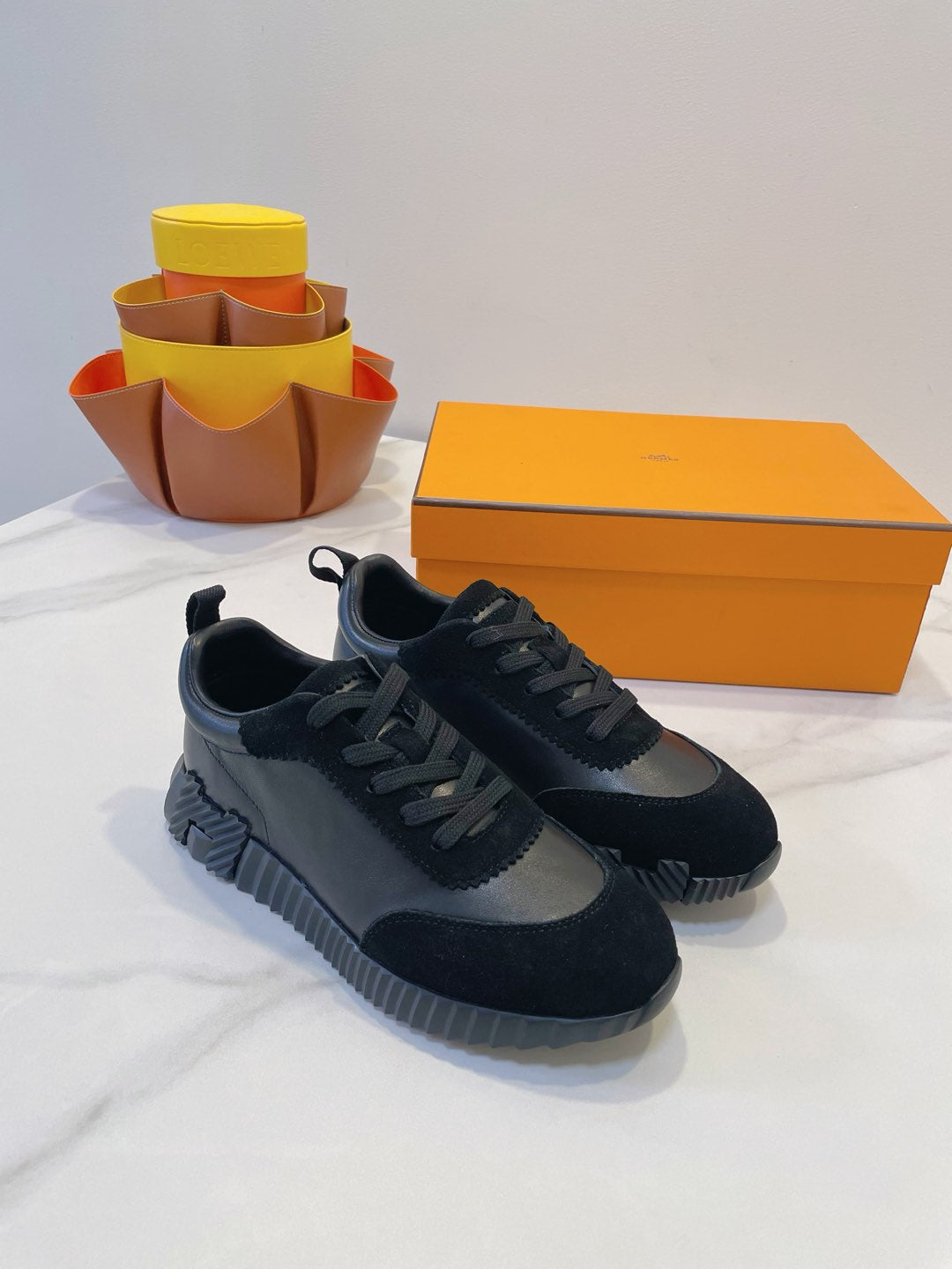 HM  Bouncing sneaker Black Calfskin and Suede 212289