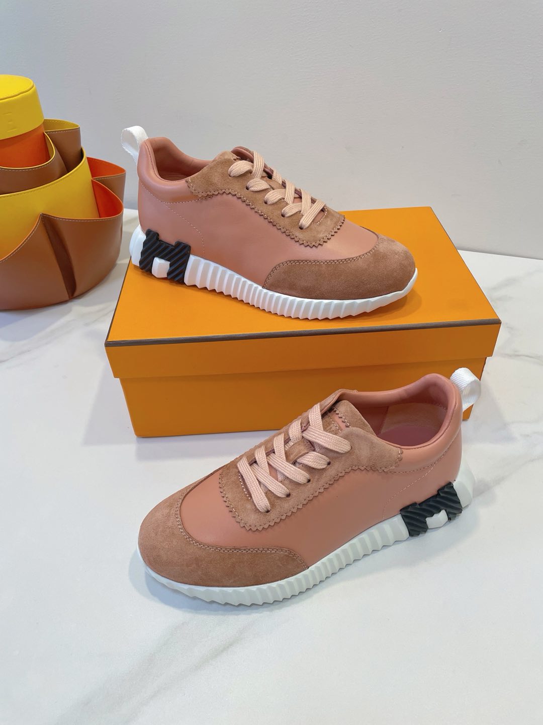 HM  Bouncing sneaker Burnt Sienna Brown Calfskin and Suede 212291