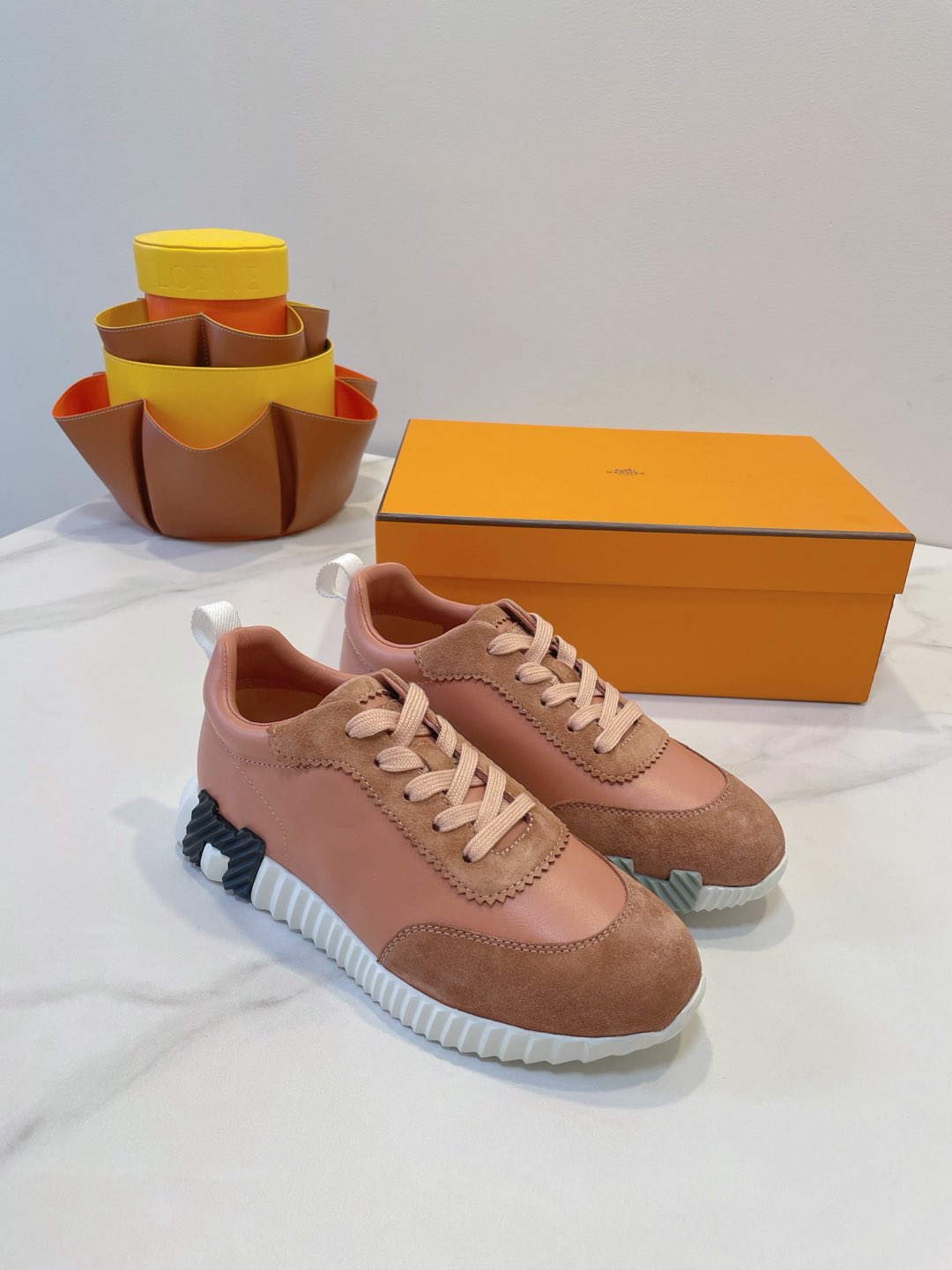 HM  Bouncing sneaker Burnt Sienna Brown Calfskin and Suede 212291