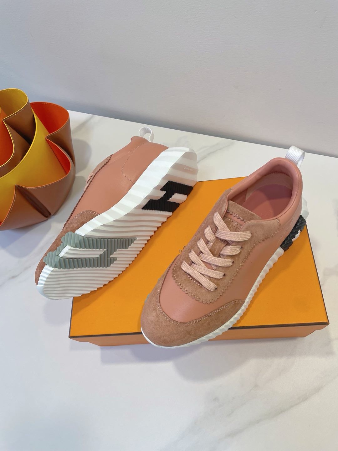 HM  Bouncing sneaker Burnt Sienna Brown Calfskin and Suede 212291