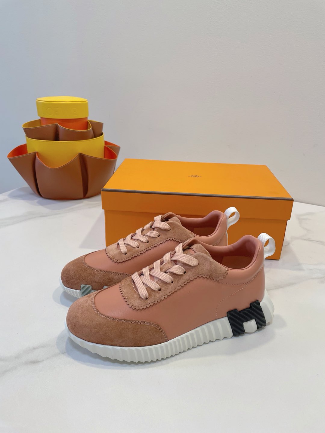 HM  Bouncing sneaker Burnt Sienna Brown Calfskin and Suede 212291