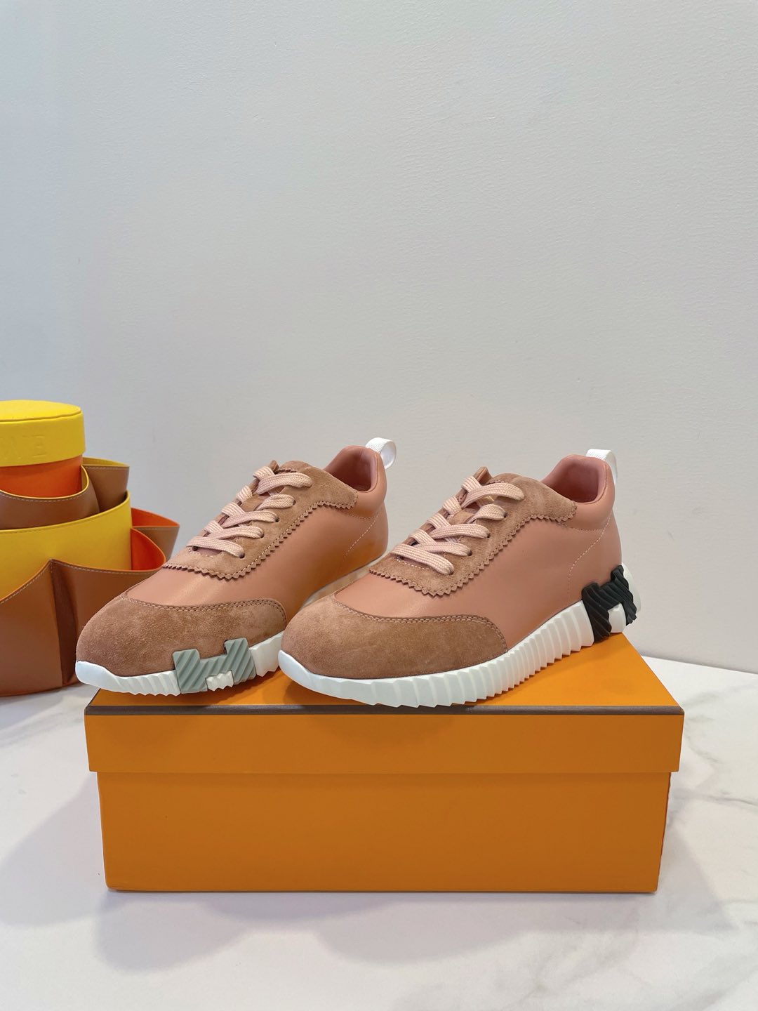 HM  Bouncing sneaker Burnt Sienna Brown Calfskin and Suede 212291