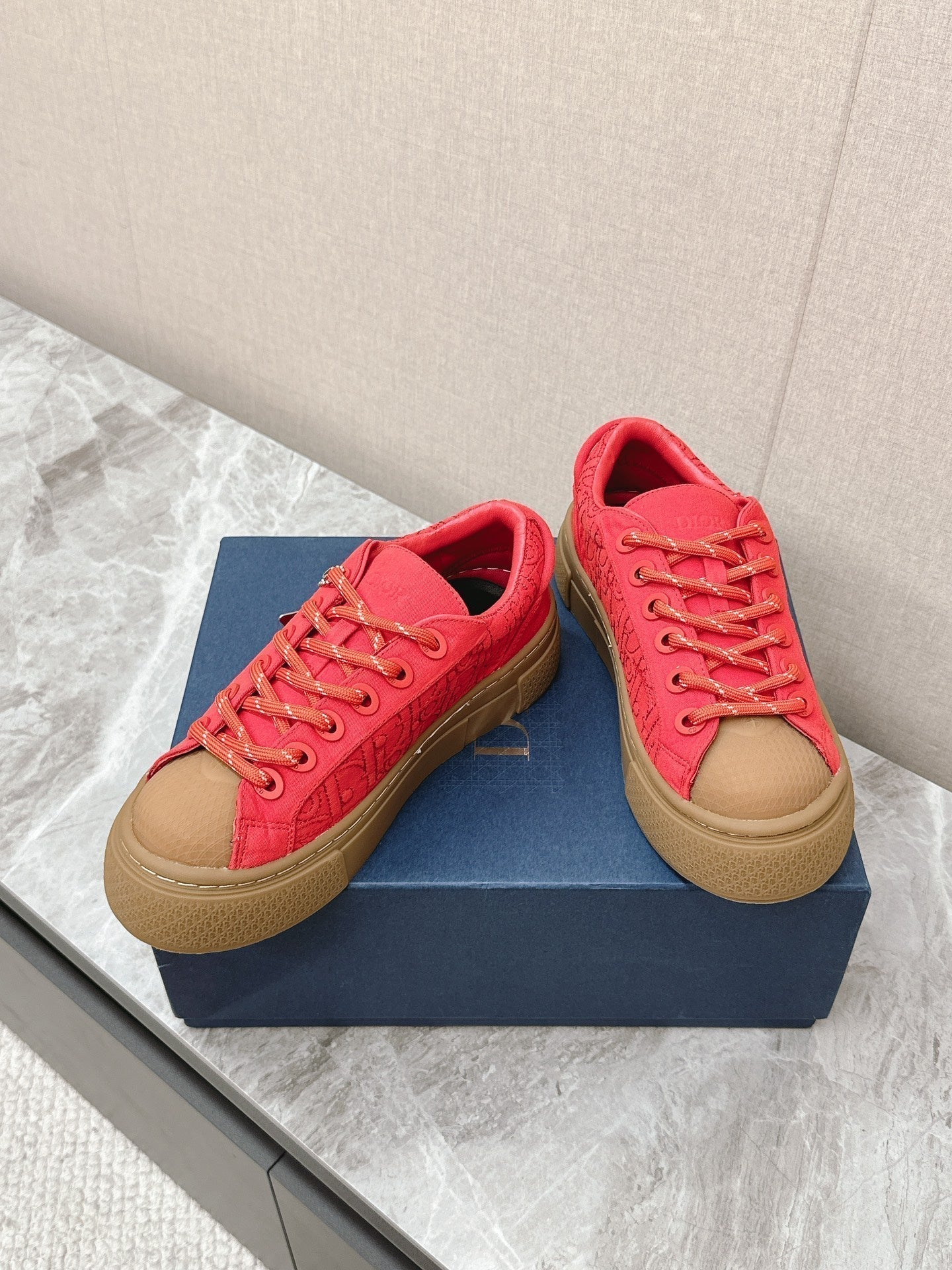 CD And Stone Island B33 Sneaker â€“ Limited And Numbered Edition Coral Red Canvas