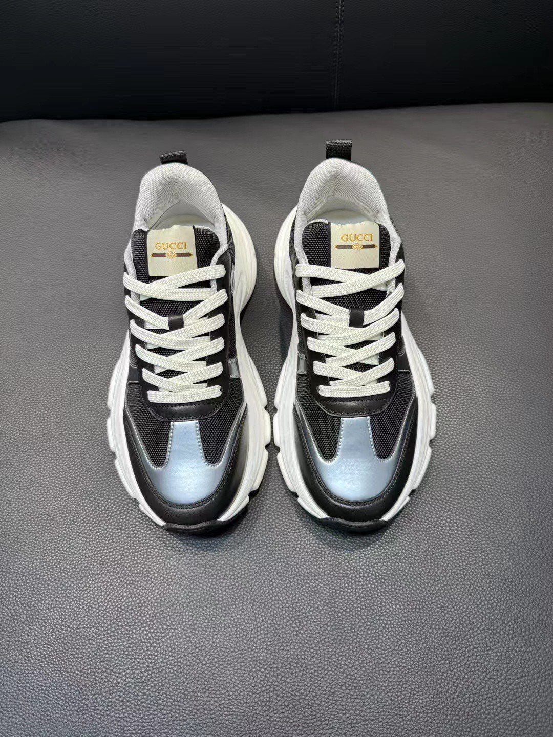 GG Men's Sneaker Black Mesh Suede 751835