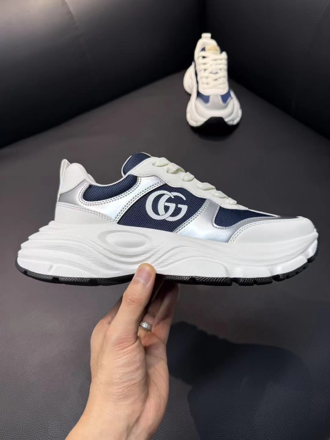 GG Men's Sneaker Blue Mesh Suede 751837