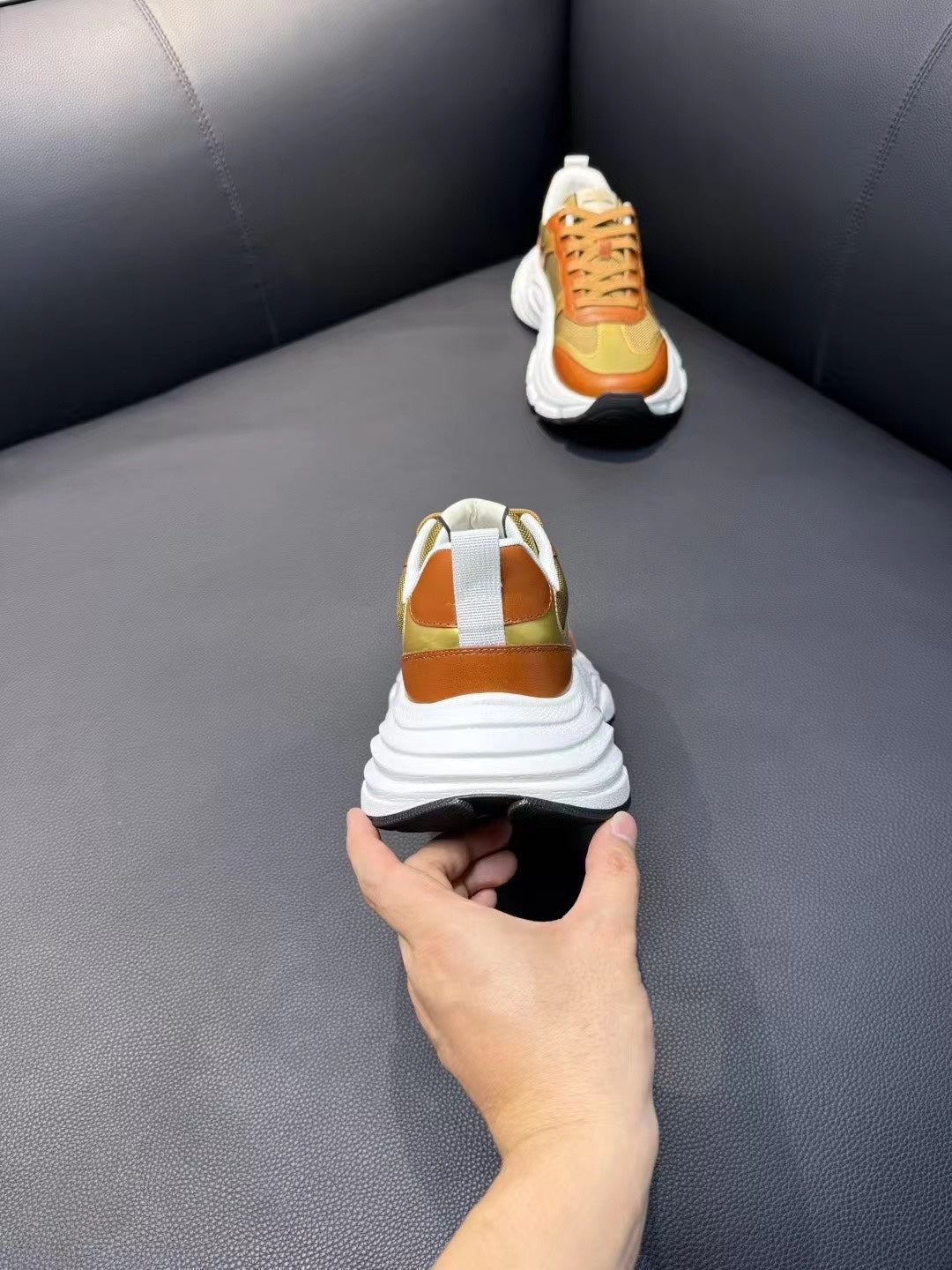 GG Men's Sneaker Brown Gold Mesh Suede 751839