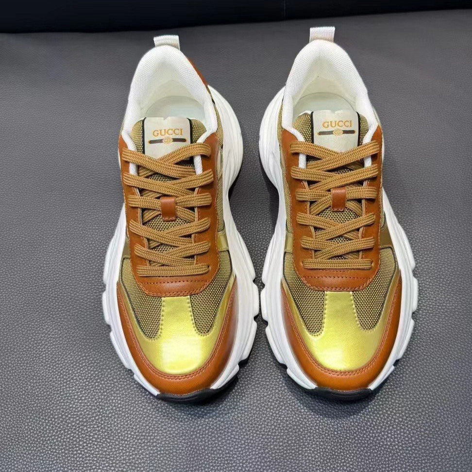 GG Men's Sneaker Brown Gold Mesh Suede 751839