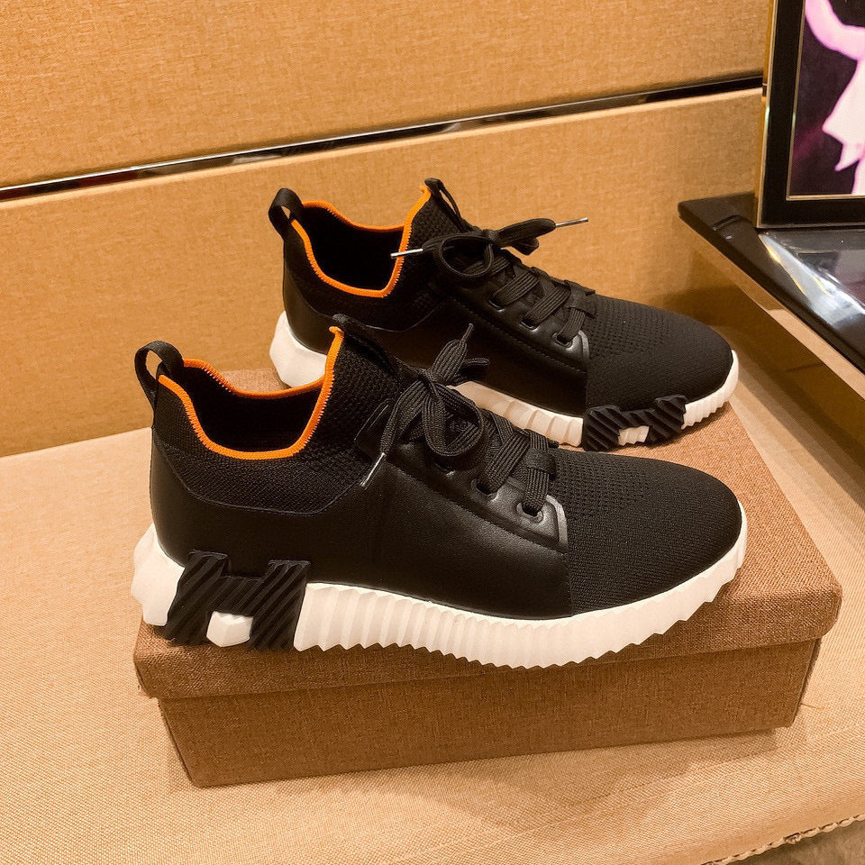 HM Men's Depart Slip-on Sneaker Black Knit Cowhide 709790