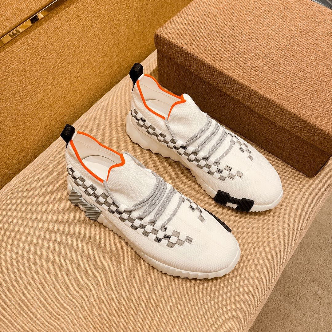 HM Men's Flex Slip-on Sneaker White Knit Cowhide 671701