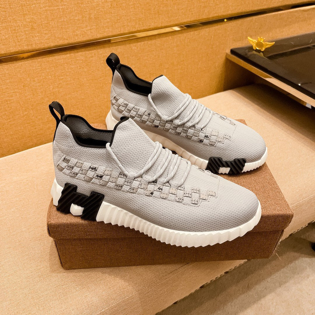 HM Men's Flex Slip-on Sneaker Grey Knit Cowhide 671703