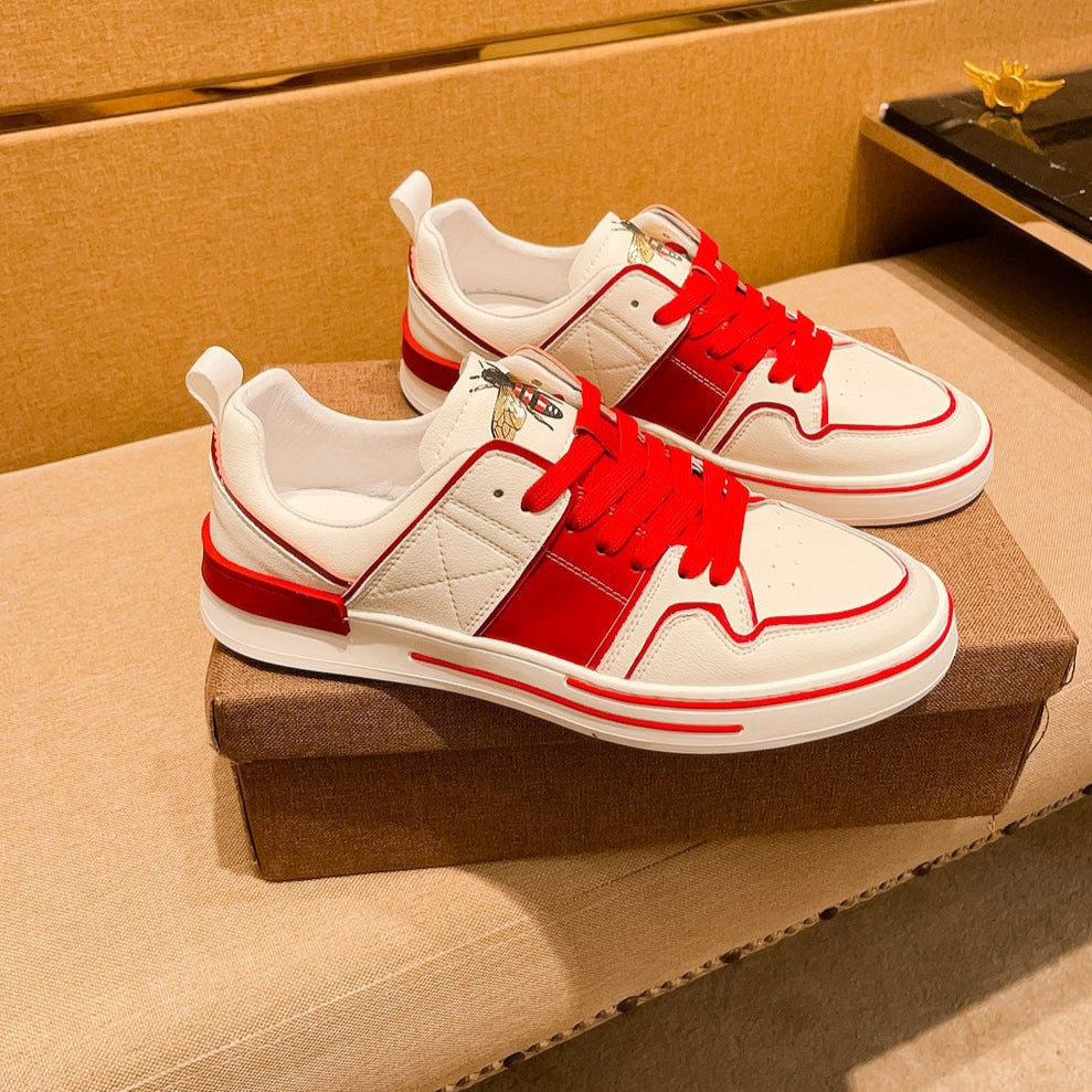 GG Men's Sneaker White Red Cowhide 671710