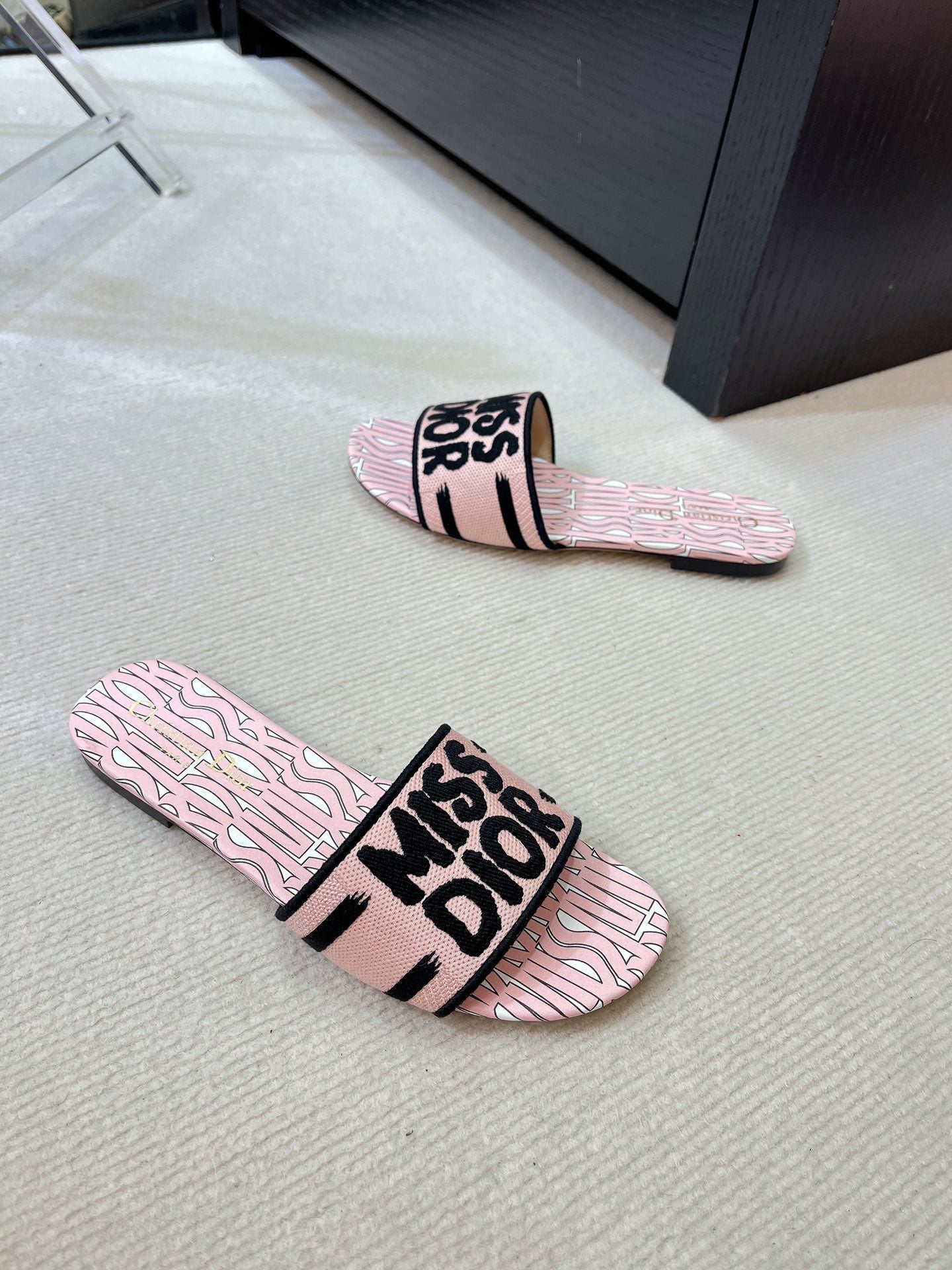 dway slide embroidered cotton pink miss cd alllover motif