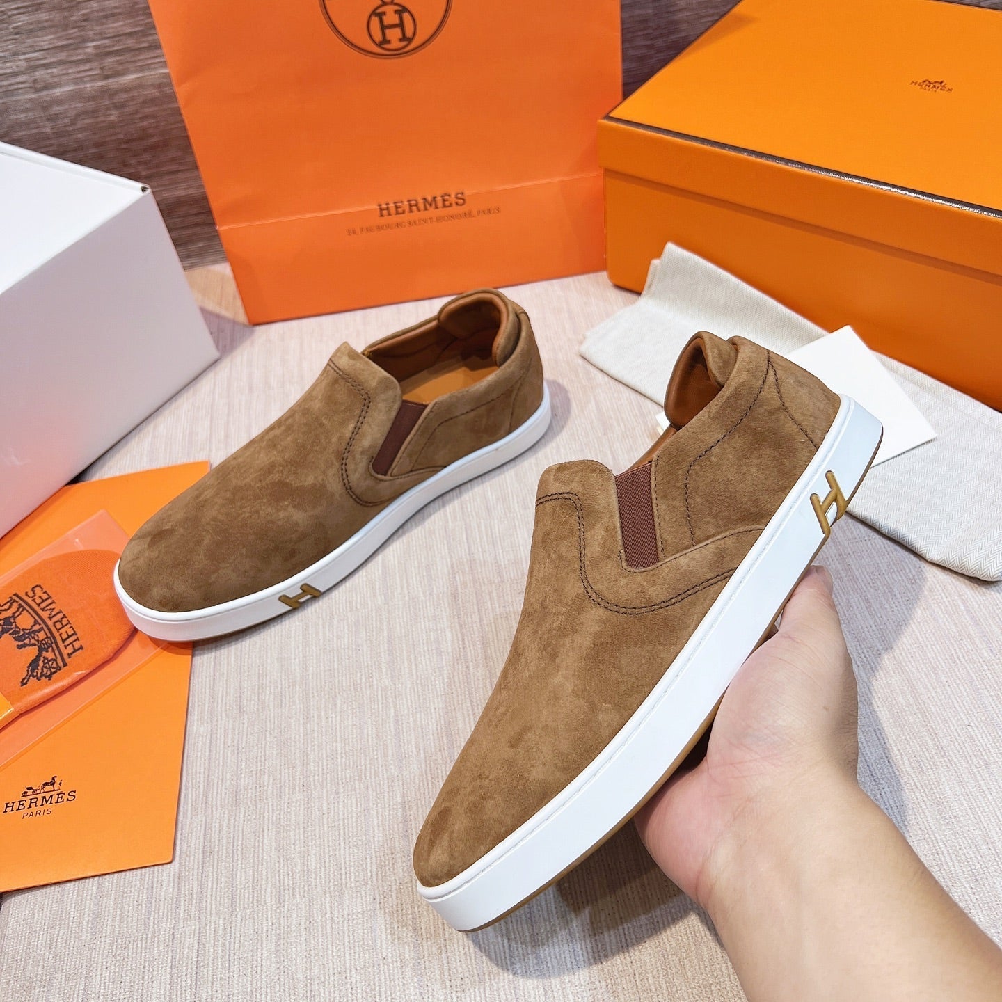 HM Men's 25 Lucky Slip-on Brown Suede 713098