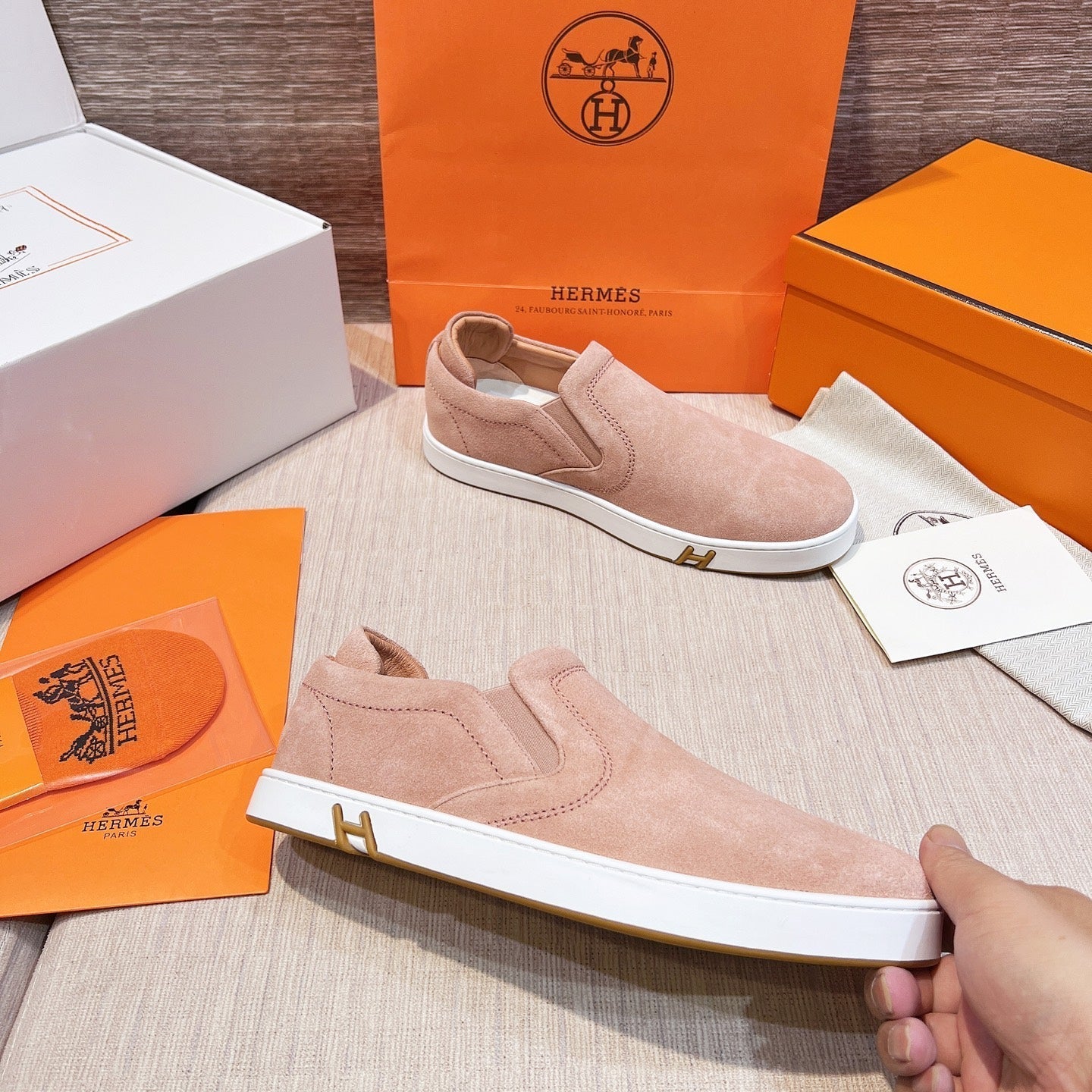 HM Men's 25 Lucky Slip-on Pink Suede 713100