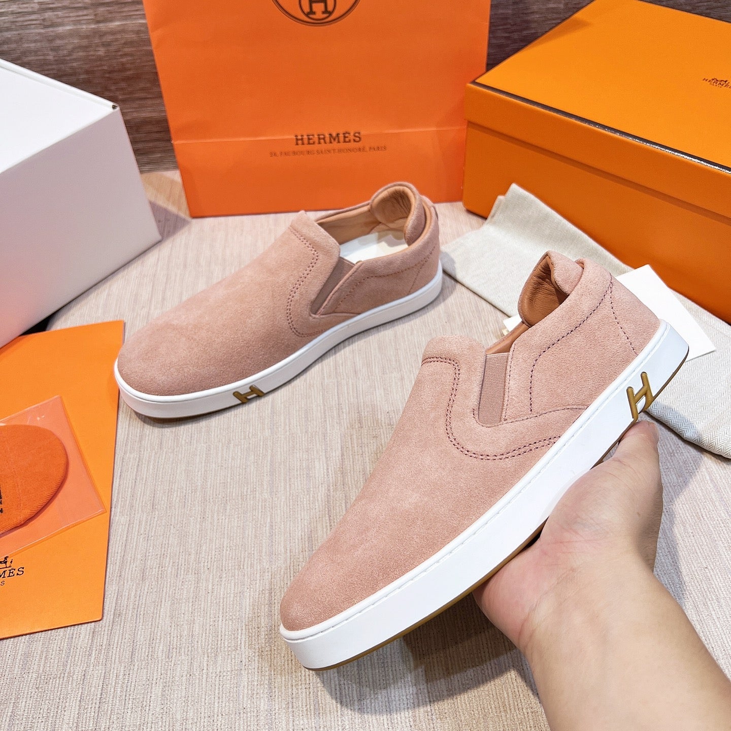 HM Men's 25 Lucky Slip-on Pink Suede 713100