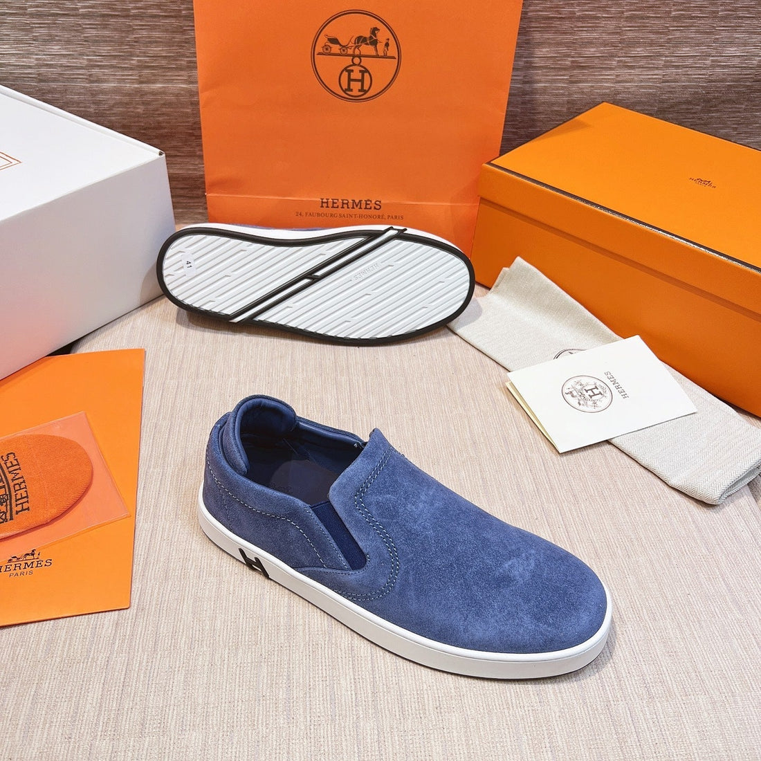 HM Men's 25 Lucky Slip-on Blue Suede 713101