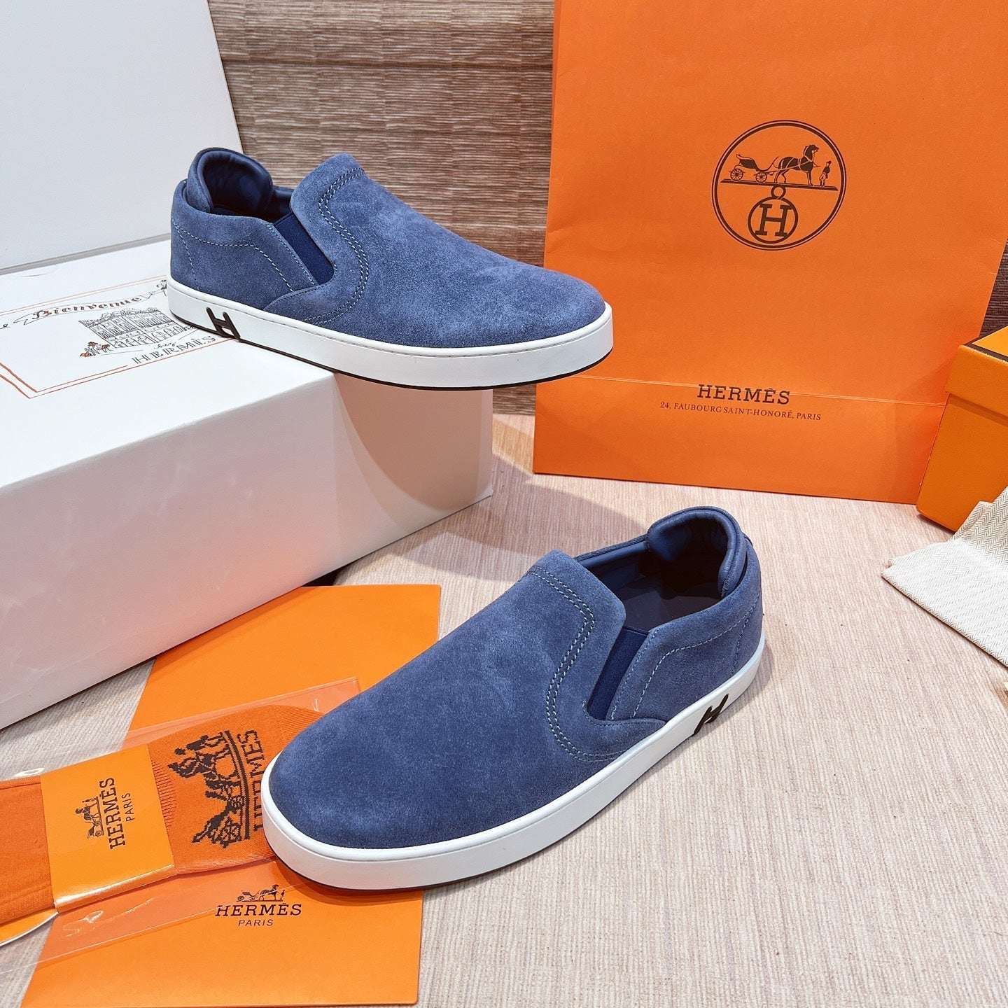 HM Men's 25 Lucky Slip-on Blue Suede 713101