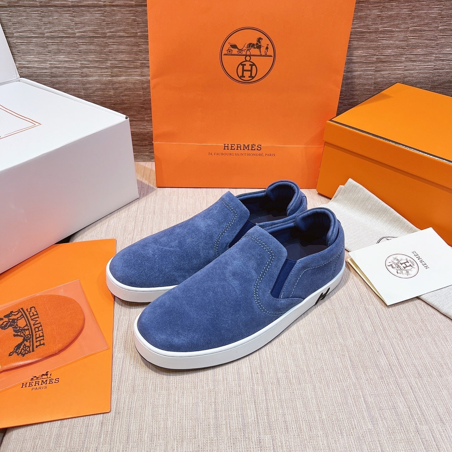 HM Men's 25 Lucky Slip-on Blue Suede 713101