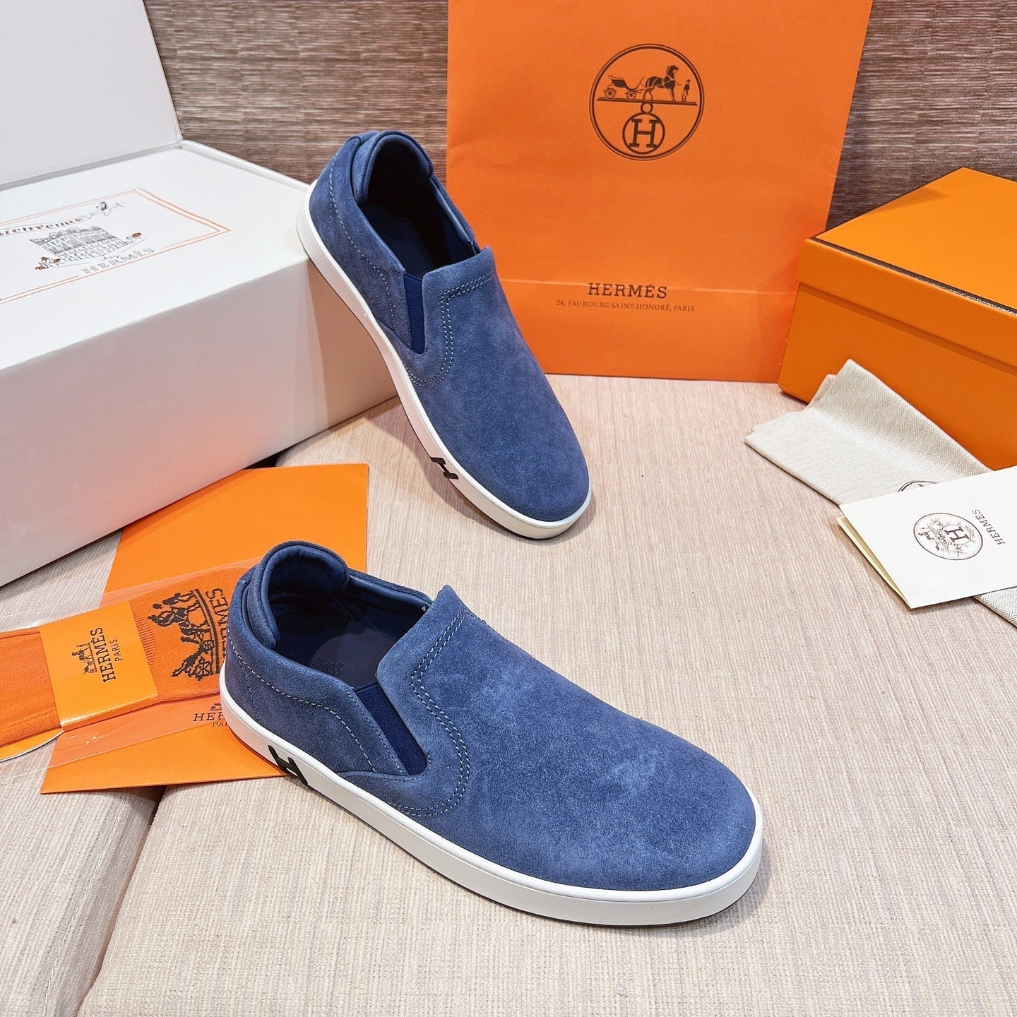 HM Men's 25 Lucky Slip-on Blue Suede 713101