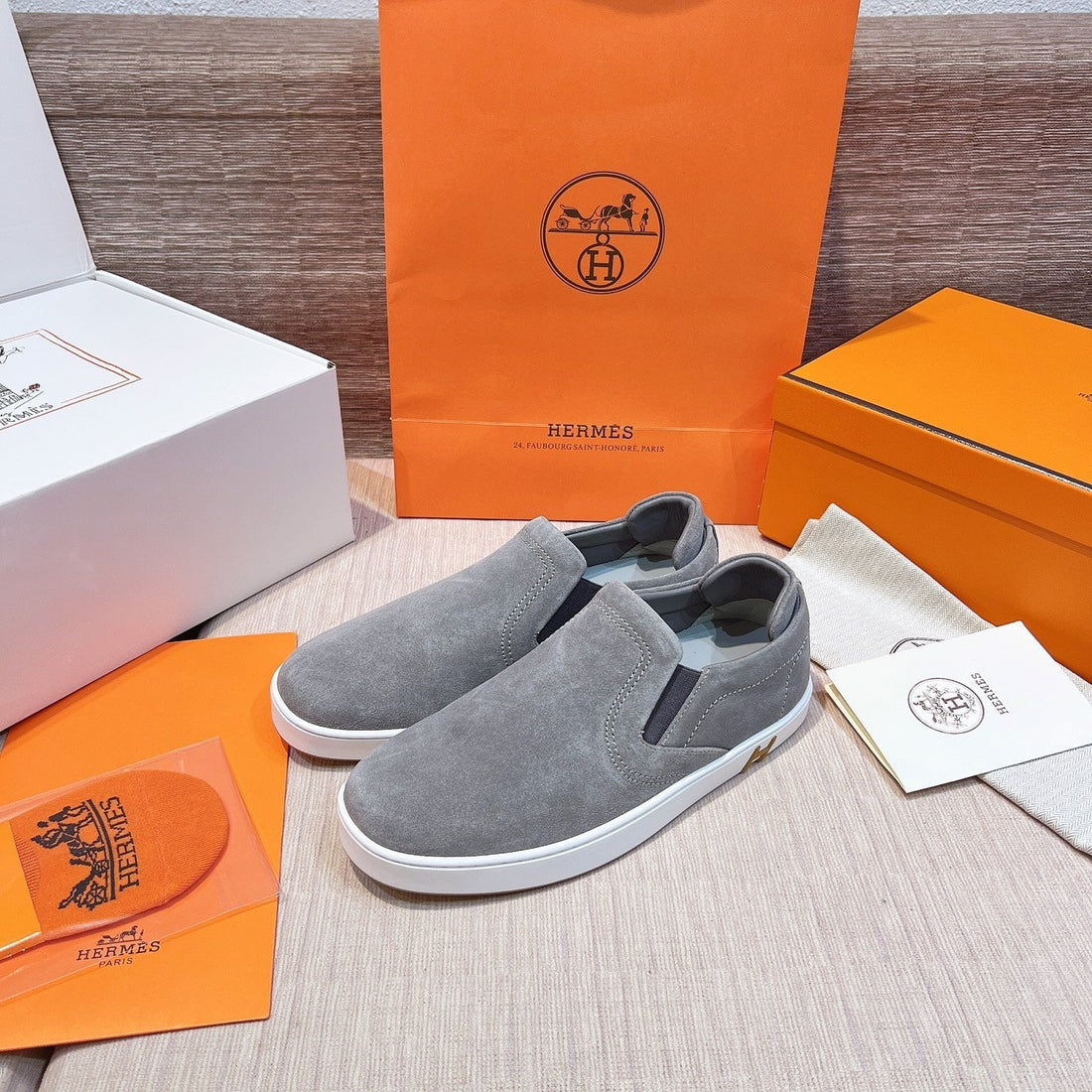 HM Men's 25 Lucky Slip-on Grey Suede 713102