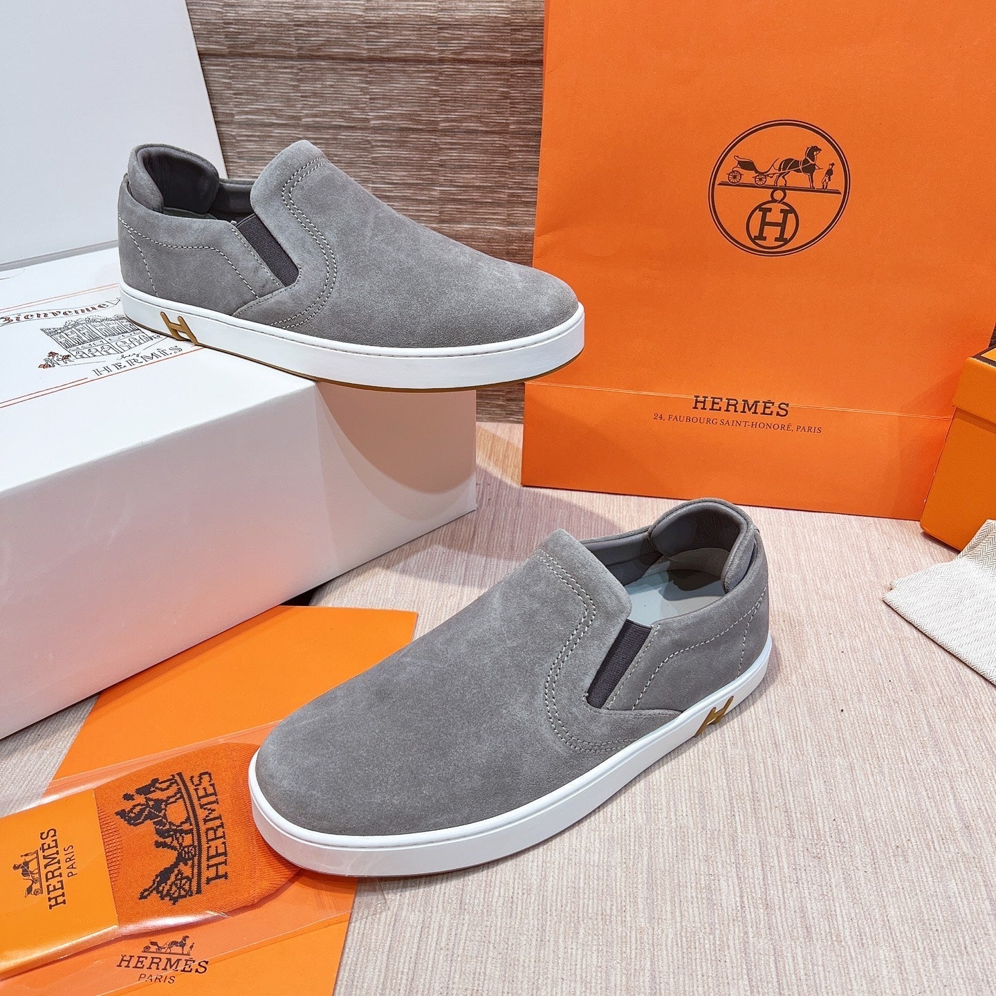 HM Men's 25 Lucky Slip-on Grey Suede 713102