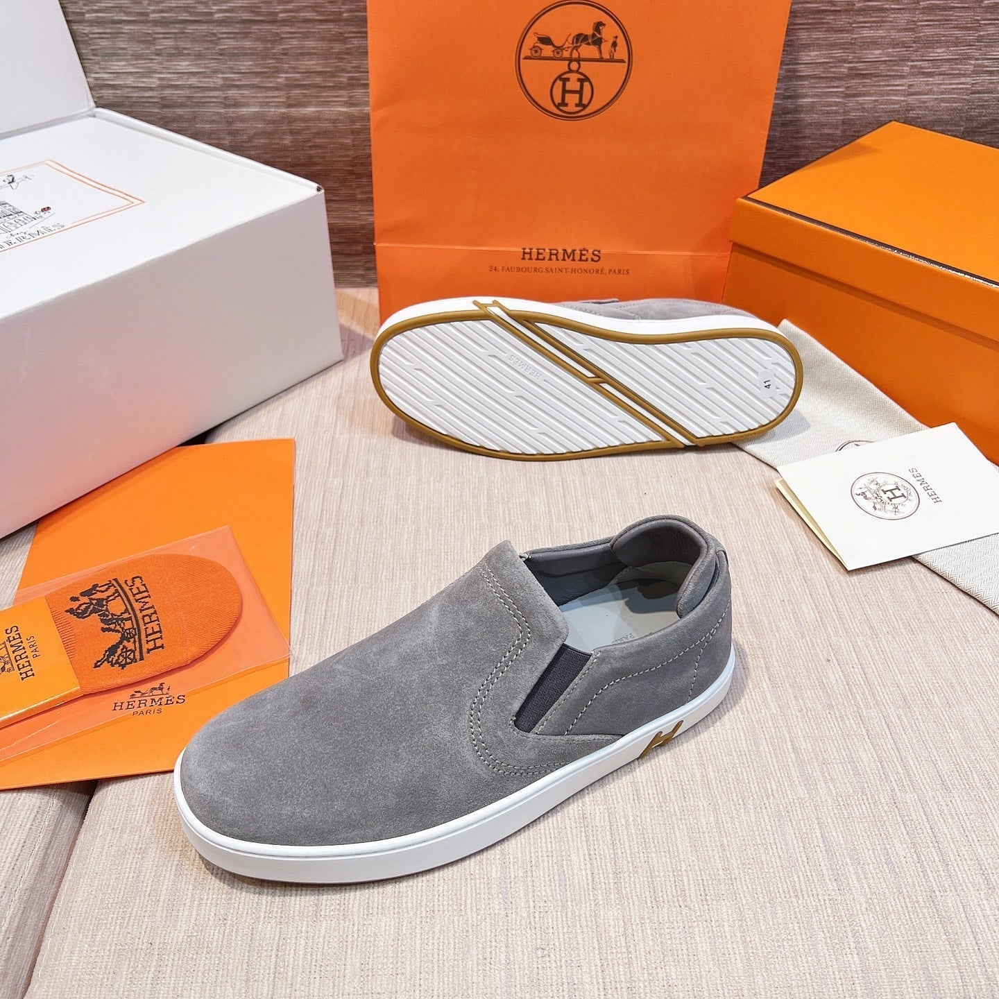 HM Men's 25 Lucky Slip-on Grey Suede 713102