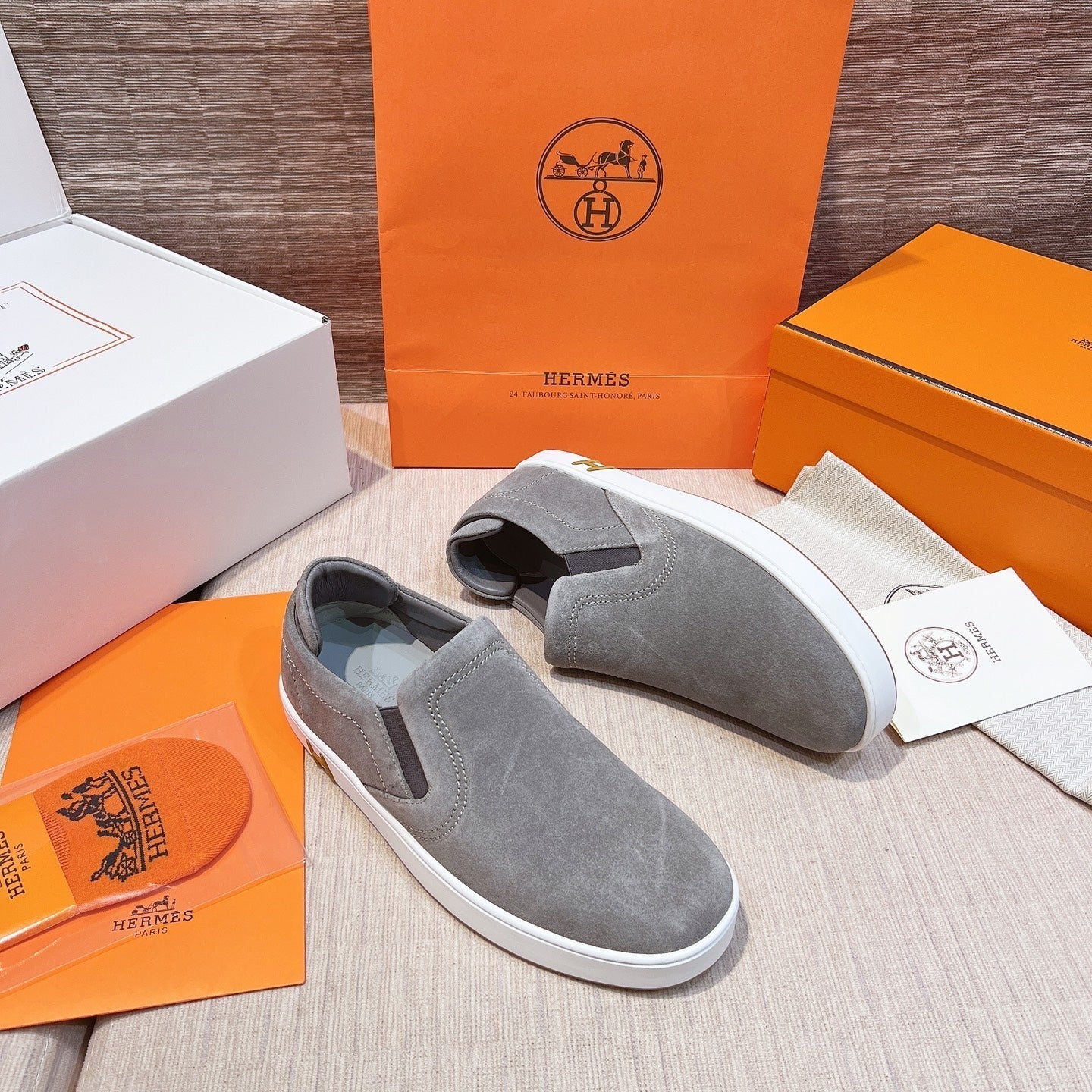 HM Men's 25 Lucky Slip-on Grey Suede 713102