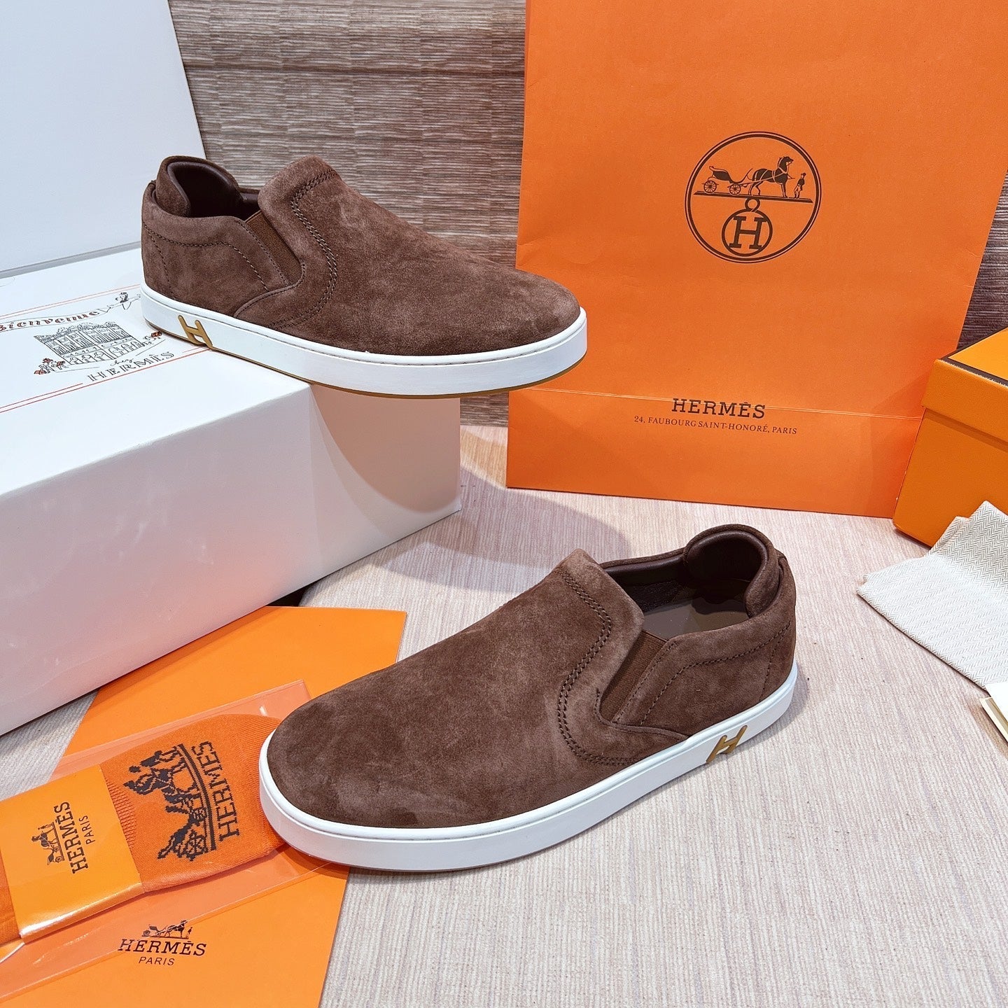 HM Men's 25 Lucky Slip-on Brown Suede 713103