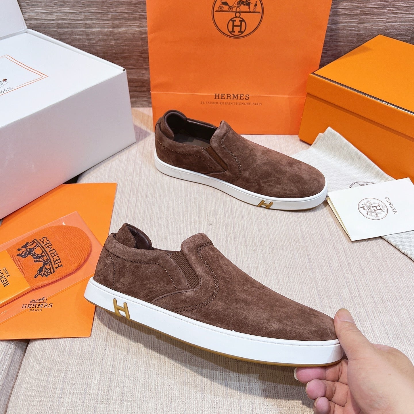 HM Men's 25 Lucky Slip-on Brown Suede 713103