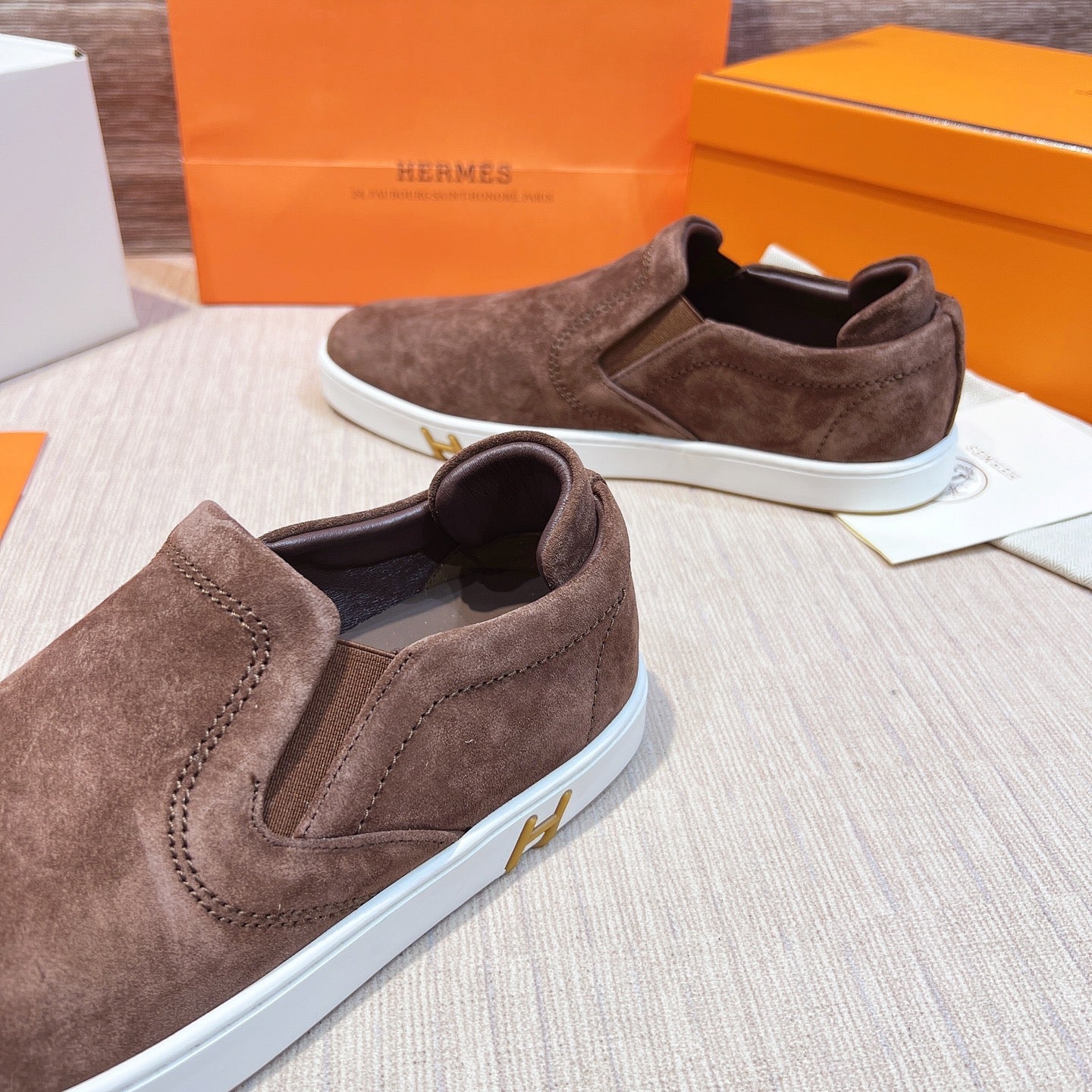 HM Men's 25 Lucky Slip-on Brown Suede 713103