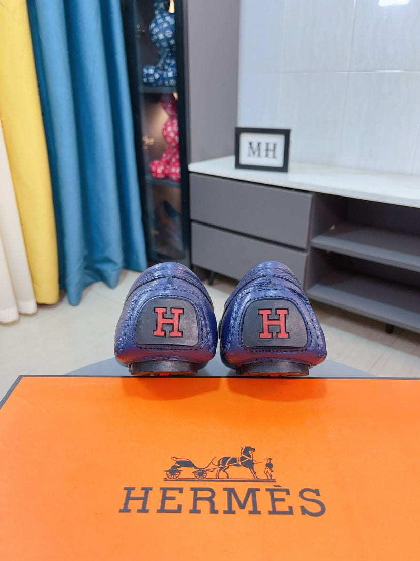 HM Men's Loafer Navy Blue Cowhide 521945