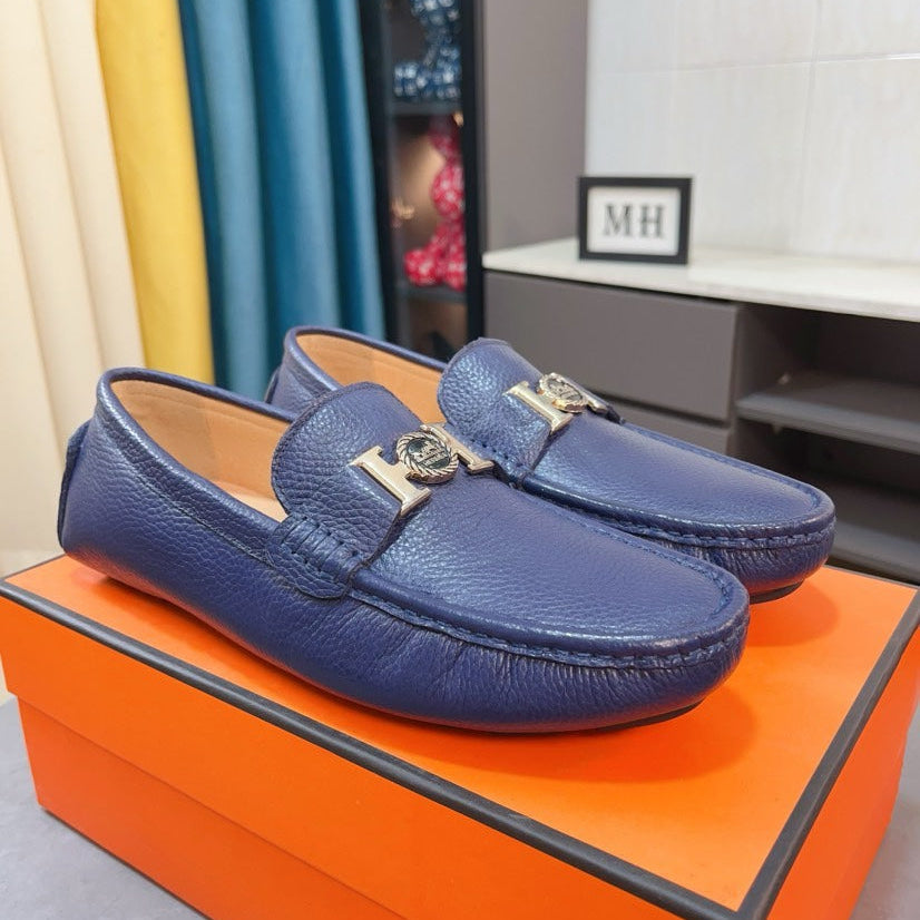 HM Men's Loafer Navy Blue Cowhide 521945