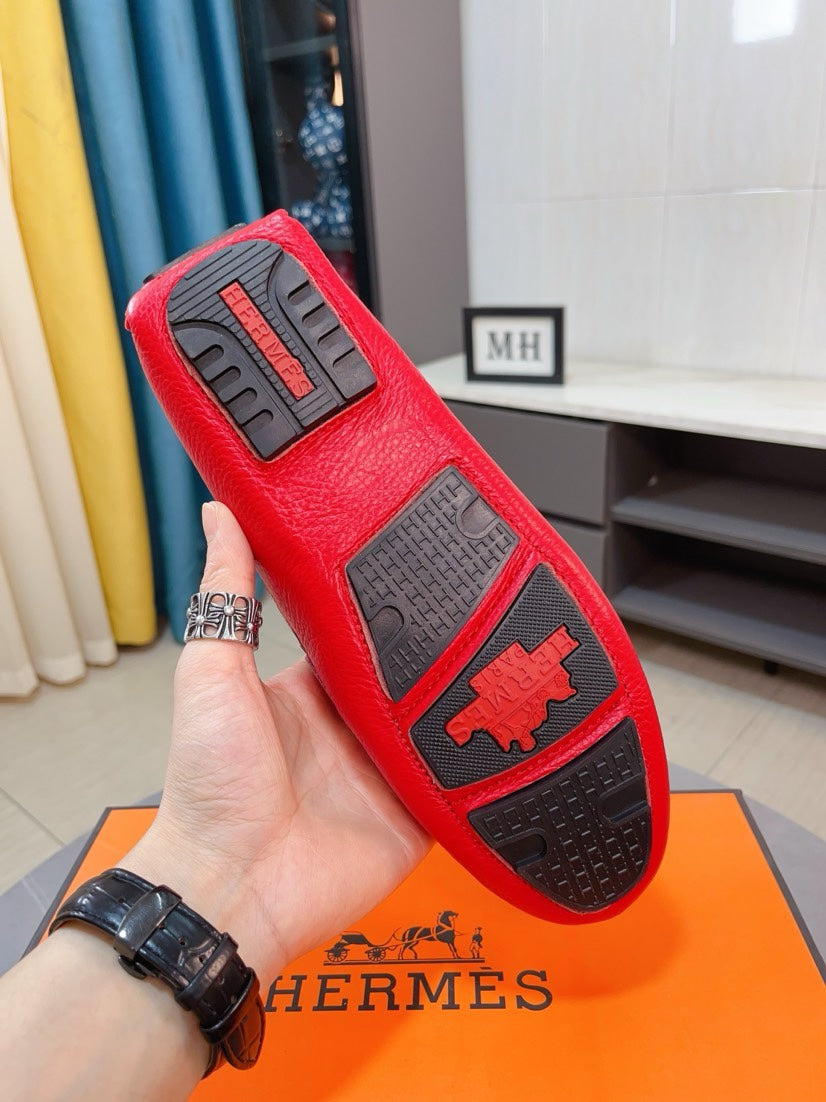 HM Men's Loafer Red Cowhide 521946