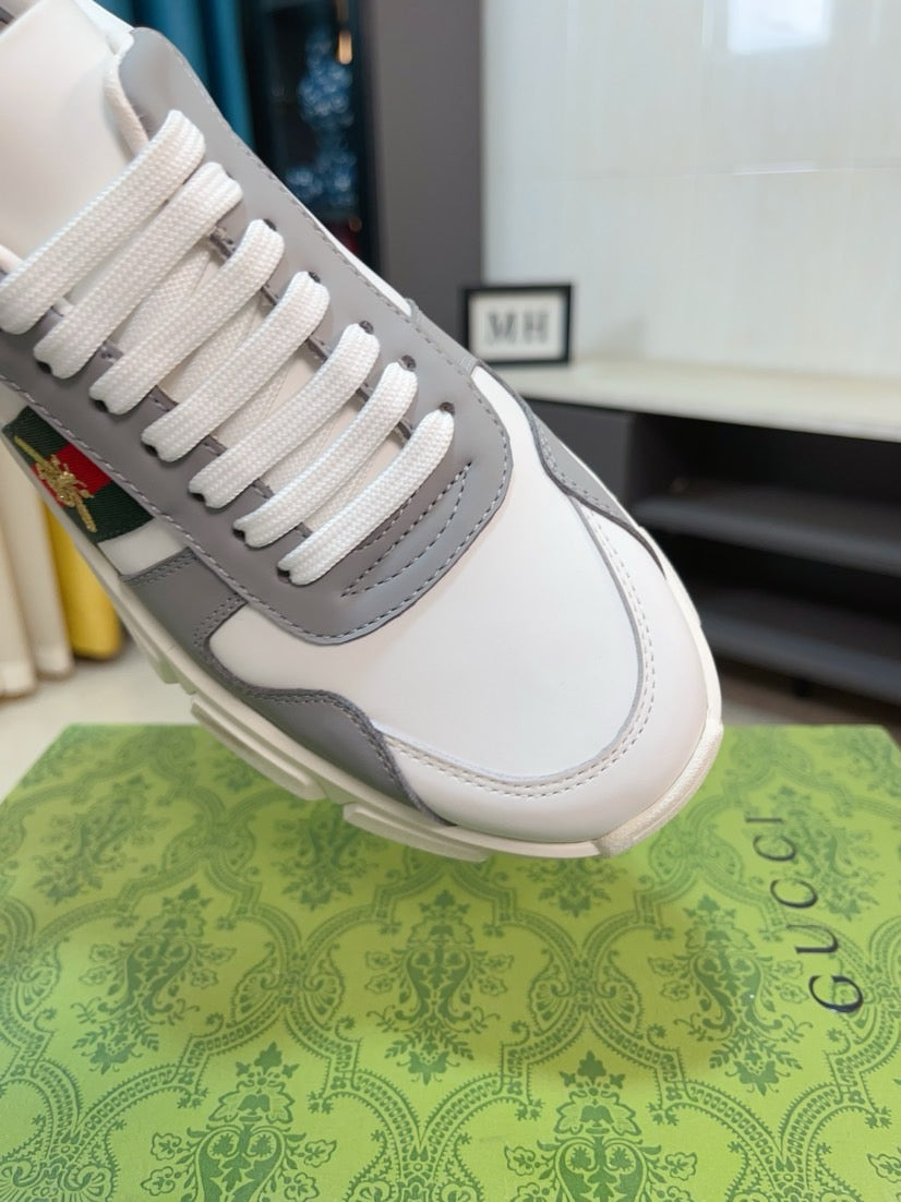 GG Men's ACE Sneaker White Grey Calfskin 523321