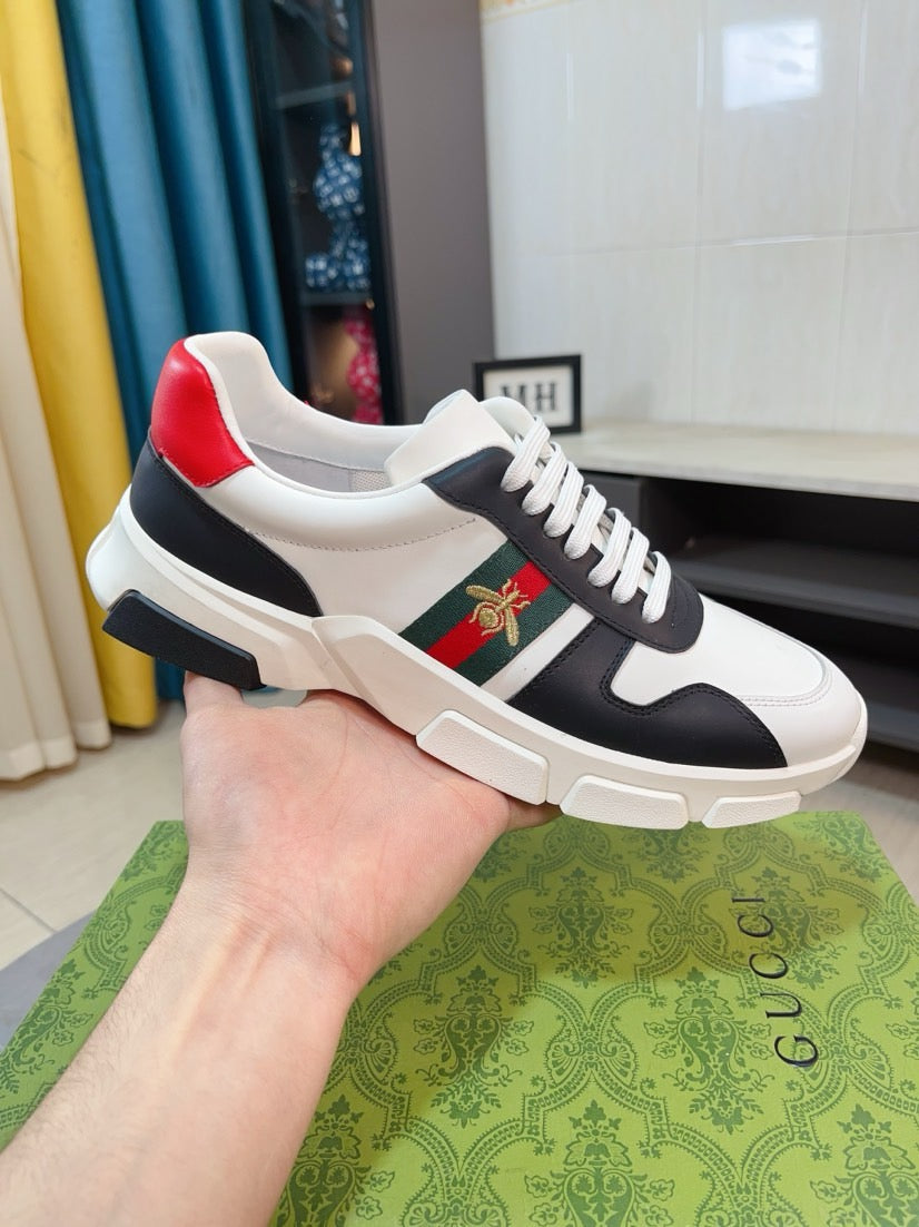 GG Men's ACE Sneaker White Calfskin 523323