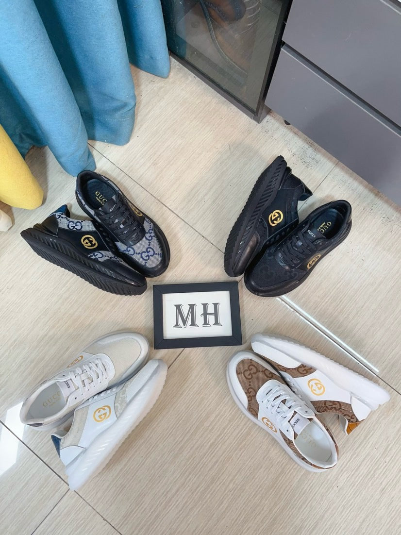 GG Men's Sneaker Black Blue Canvas Calfskin 523336