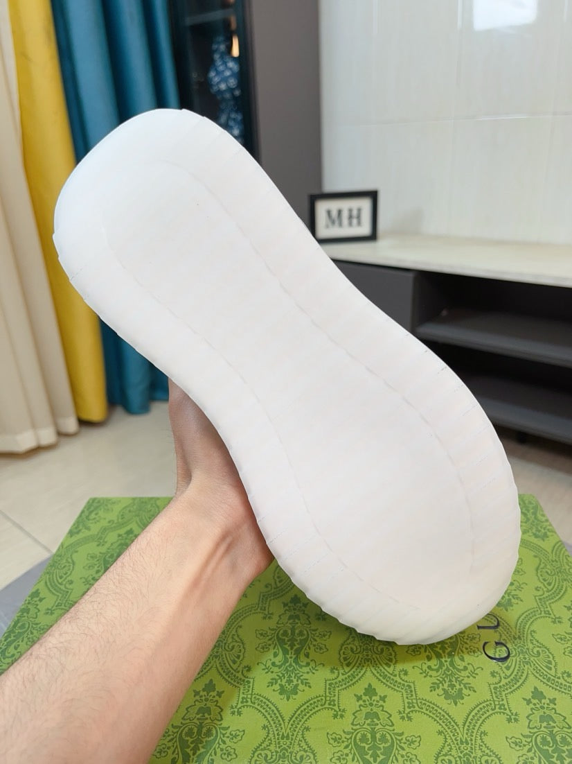 GG Men's Sneaker Brown White Canvas Calfskin 523337