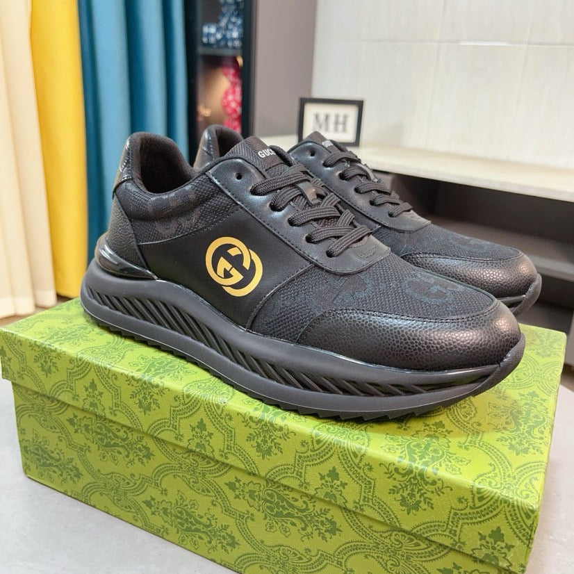 GG Men's Sneaker Black Canvas Calfskin 523338