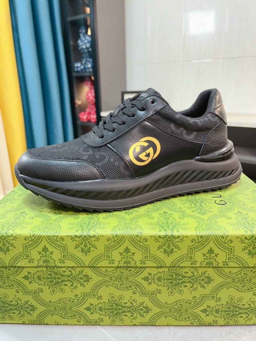 GG Men's Sneaker Black Canvas Calfskin 523338