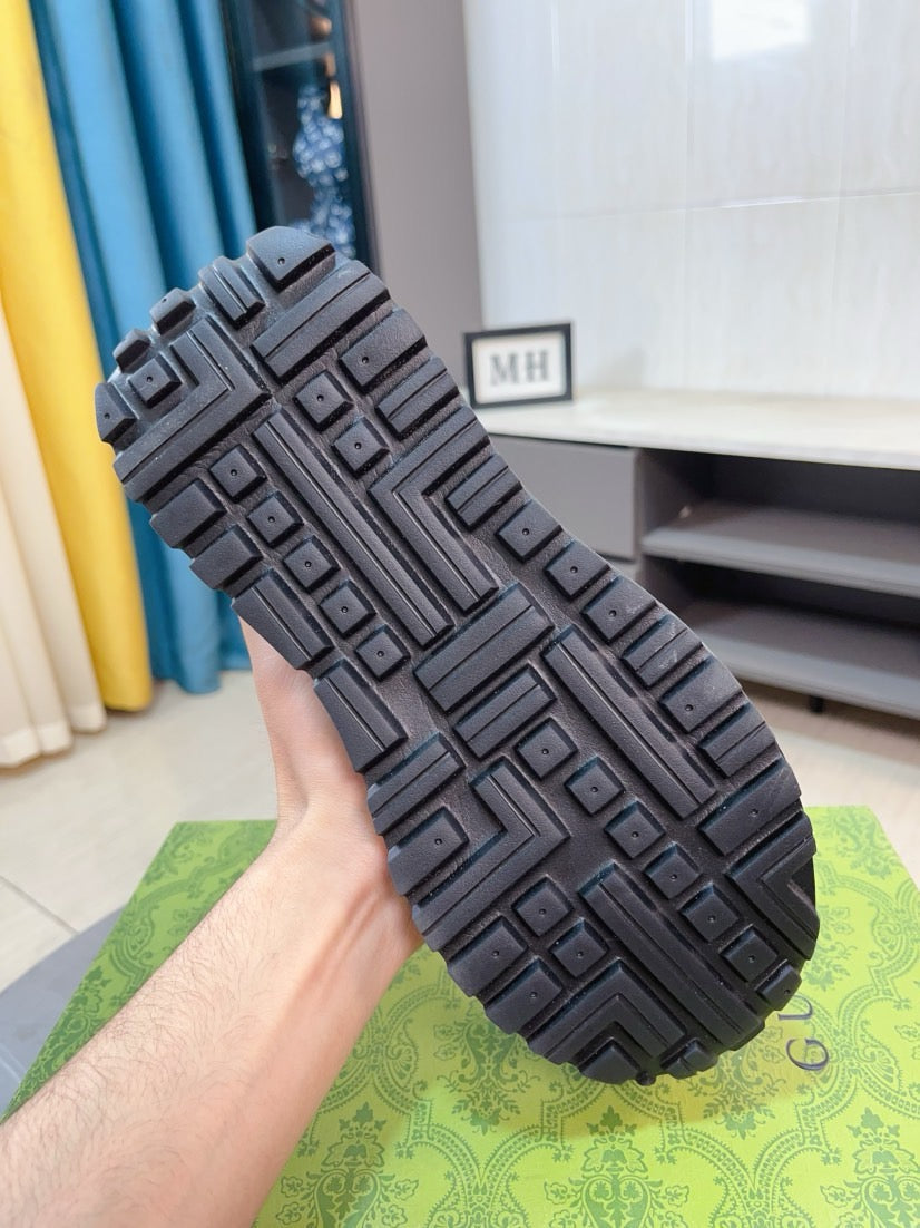 GG Men's Sneaker Black Beige Cowhide 523394