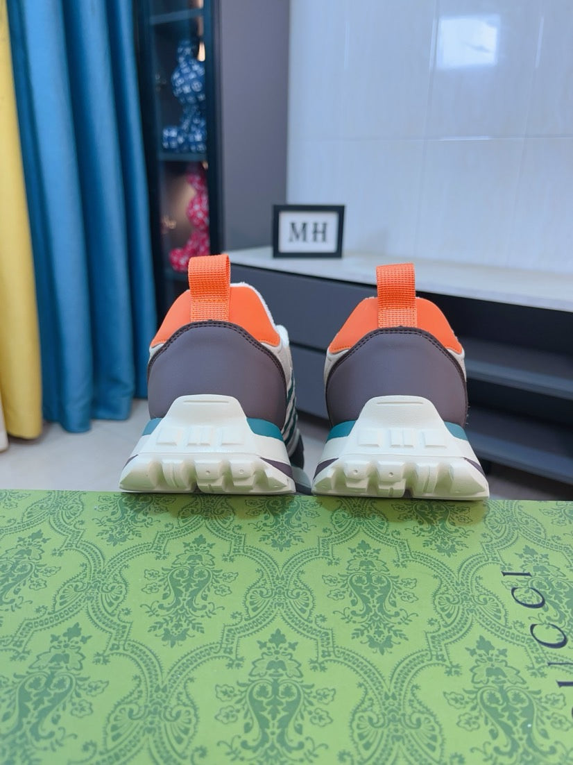 GG Men's Sneaker Brown Beige Cowhide 523395