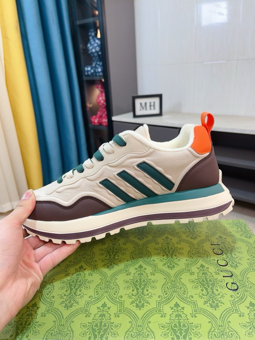 GG Men's Sneaker Brown Beige Cowhide 523395