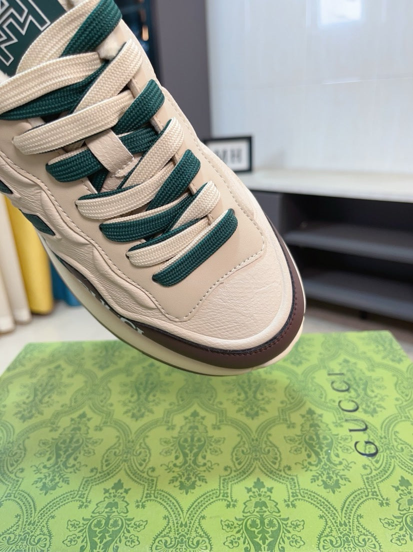 GG Men's Sneaker Brown Beige Cowhide 523395