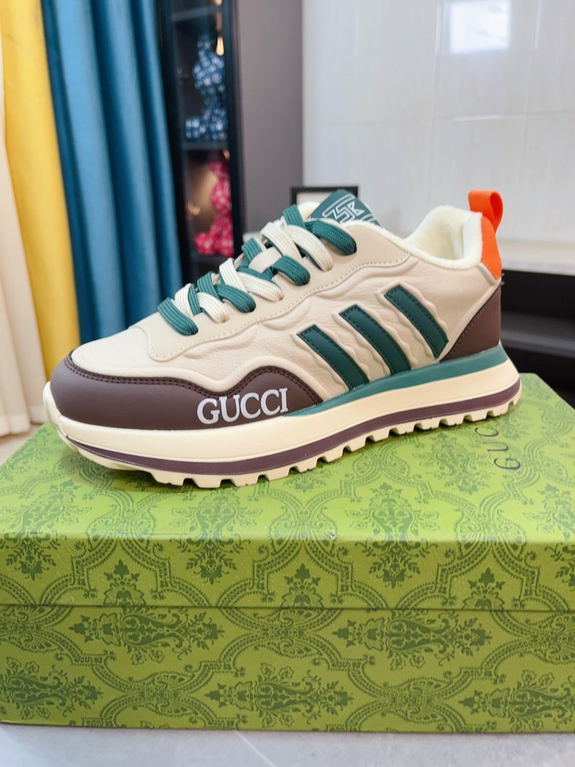 GG Men's Sneaker Brown Beige Cowhide 523395